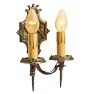 Pair of Vintage Romance Revival Double Candle Sconces with Crown and Shield Motif