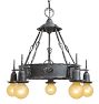 Vintage 5-Light Romance Revival Bare Bulb Chandelier