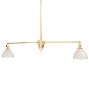 Vintage Polished Brass Double Pendant with Pressed Glass Starburst Shades