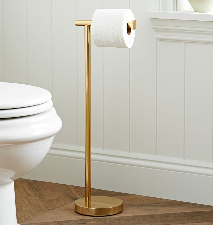 Standing toilet paper holder discount