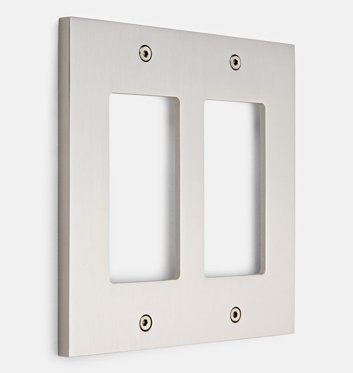 Fenton Double GFCI Switchplate, Brushed Nickel