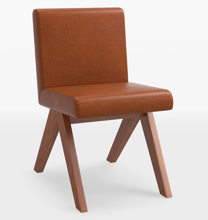 Tuttle Leather Side Chair, Walnut - Distressed Pure Leather Saddle