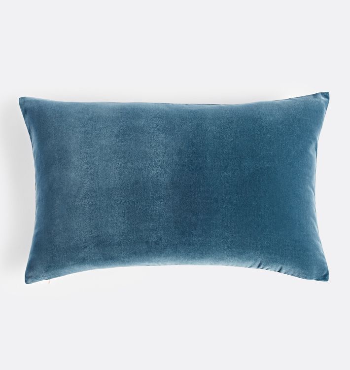 OPEN BOX Italian Velvet Pillow Cover, Avio Blue Velvet - 16" x 26"