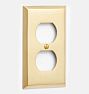 Lewis Single Duplex Outlet Switchplate, Unlacquered Brass