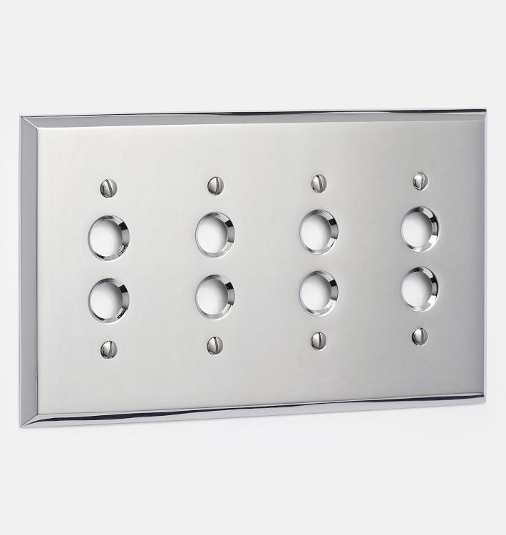 Lewis Quad Push-Button Switchplate, Polished Chrome