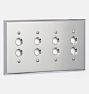 Lewis Quad Push-Button Switchplate, Polished Chrome