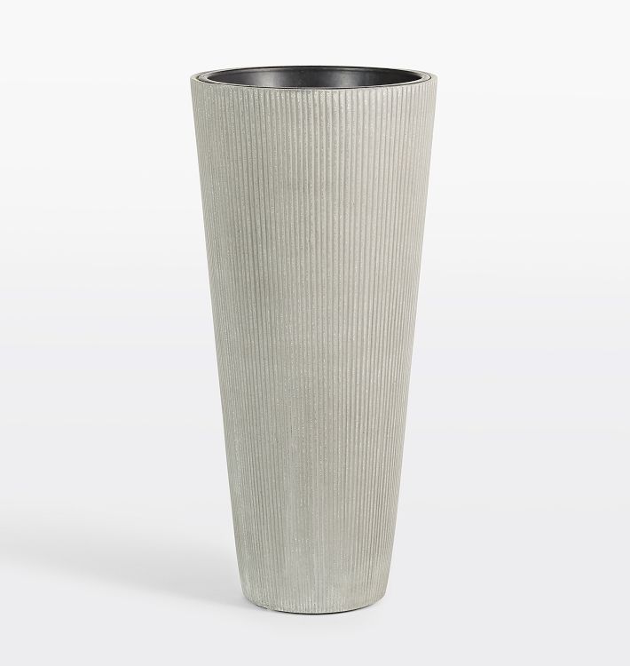 Modern Textured Cylinder Planter, Extra Large, Cement