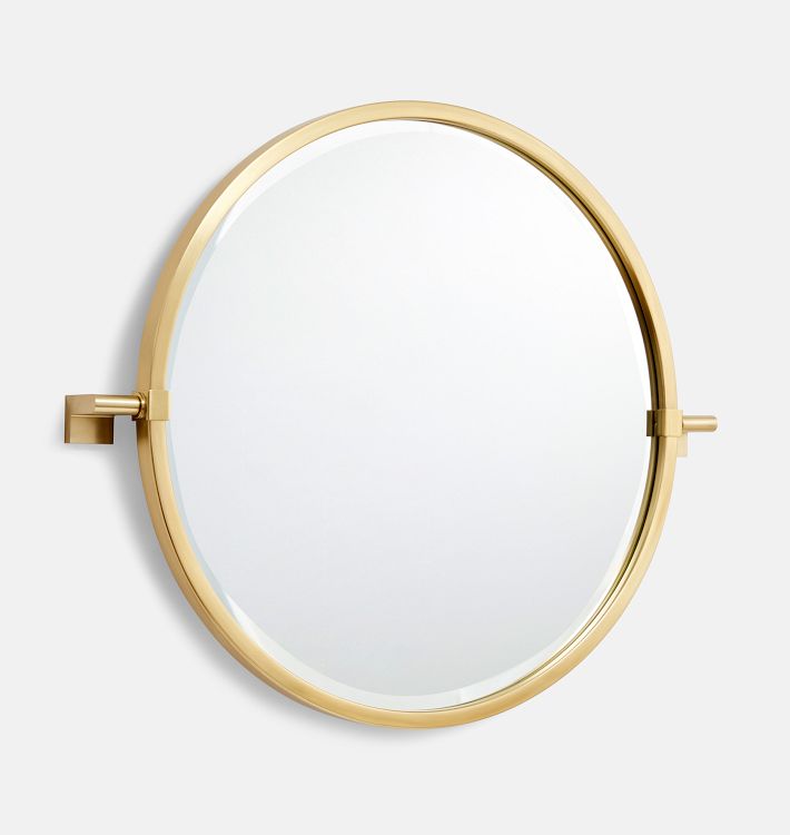 Meadows Round Pivot Mirror, 24" x 24" - Aged Brass