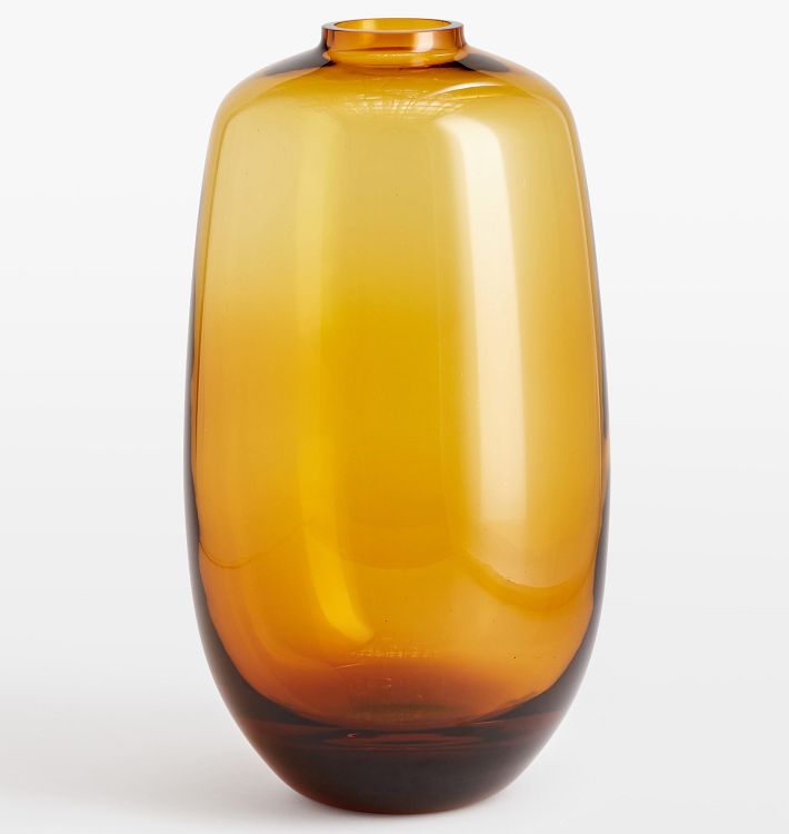 Audrey Tall Oval Glass Vase, Amber Glass