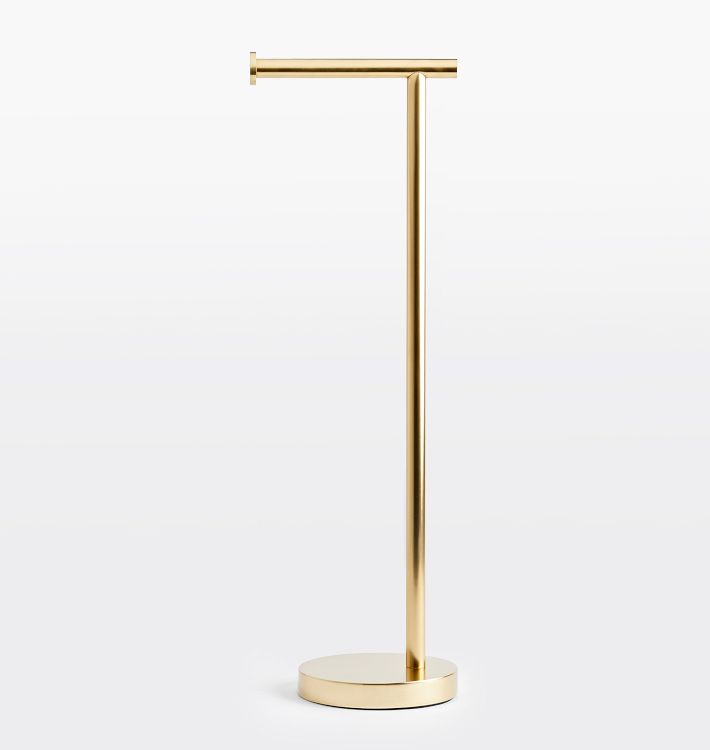 Riley Standing Toilet Paper Holder, Aged Brass