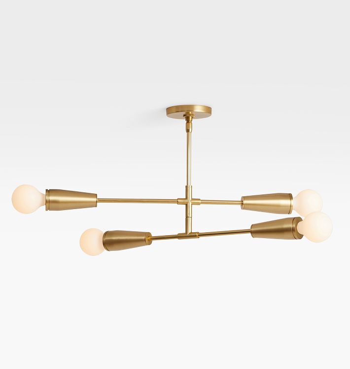 Altona Bare-Bulb Semi-Flush Mount, Aged Brass - Brushed Brass