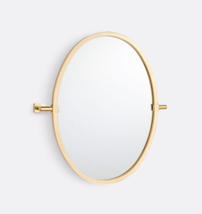 Allenglade Oval Pivot Mirror, Aged Brass - 24" Tall