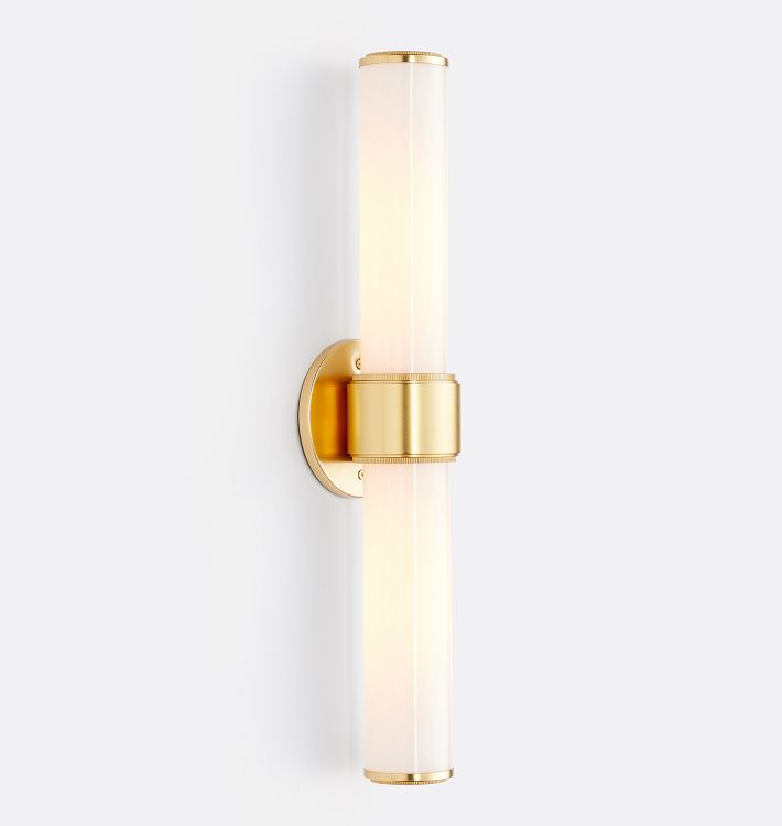 Rigdon Double Glass Sconce, Aged Brass