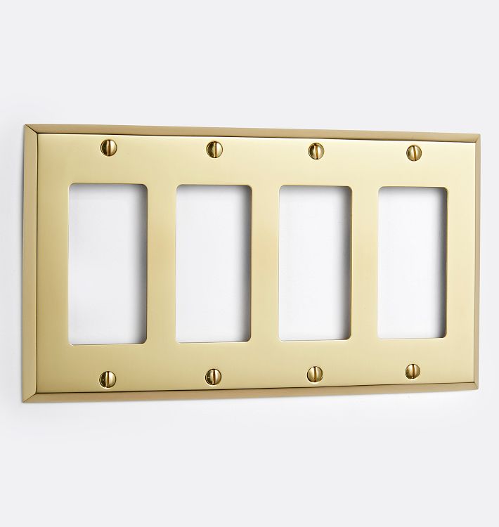 Lewis Quad GFCI Switchplate, Aged Brass