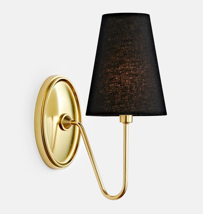 Berkshire Sconce, Aged Brass and Black Shade