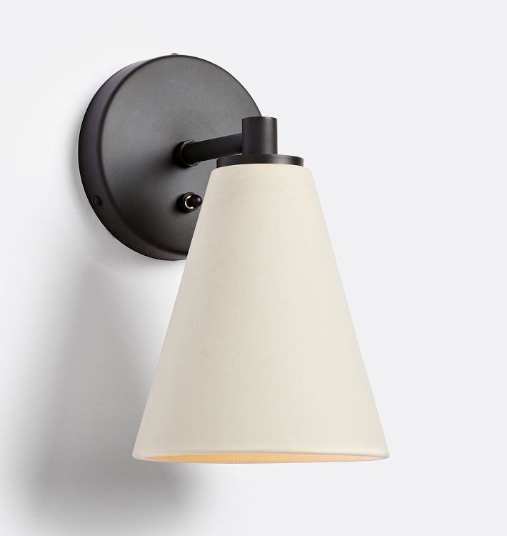 FOLK Abigail 6" Mini Cone Sconce, Oil-Rubbed Bronze - Unglazed Vanilla Shade