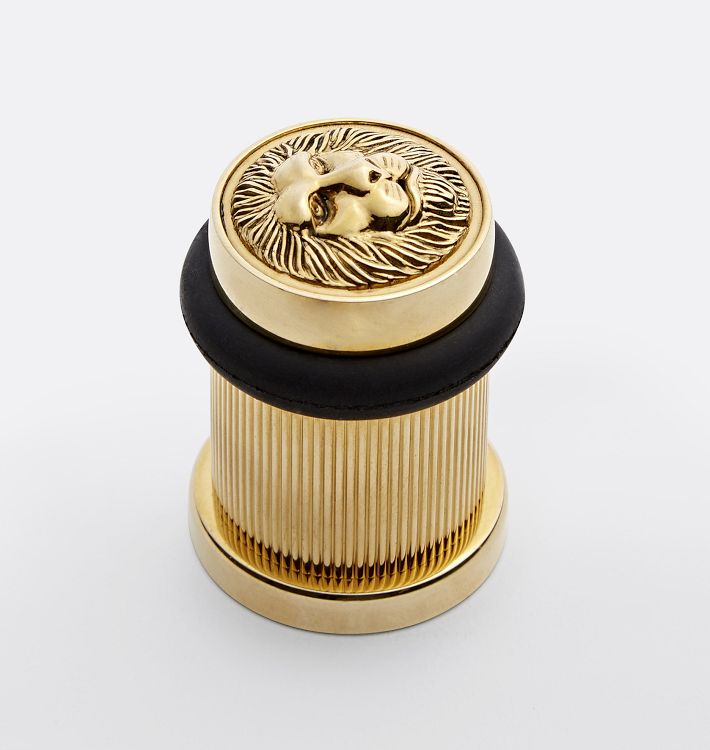 2 in. Solid Brass Lion Head Bullet Floor Door Stop in Polished Brass 2 in. Solid Brass Lion Head Bullet Floor Door Stop in Polished Brass