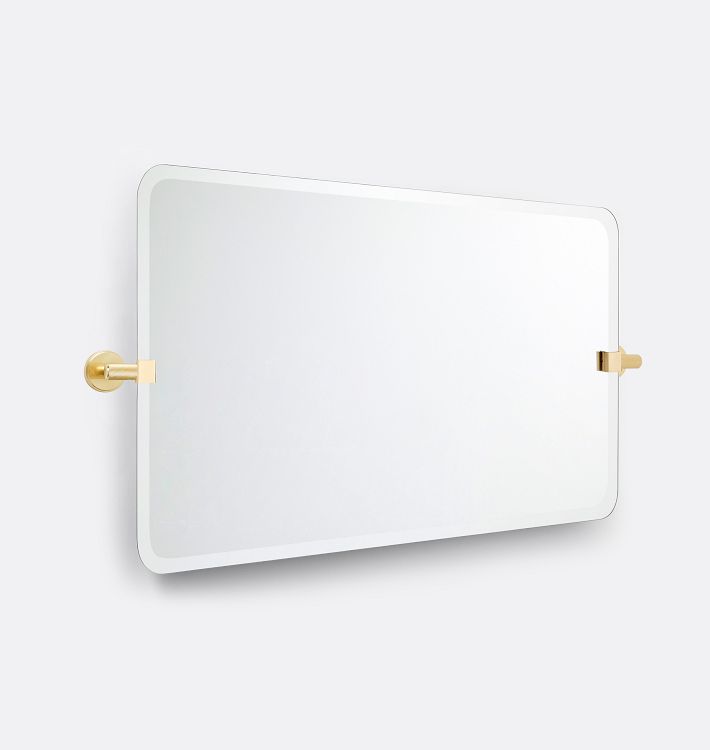 Trask Frameless Wide Rectangle Pivot Mirror, 38" x 24" - Aged Brass