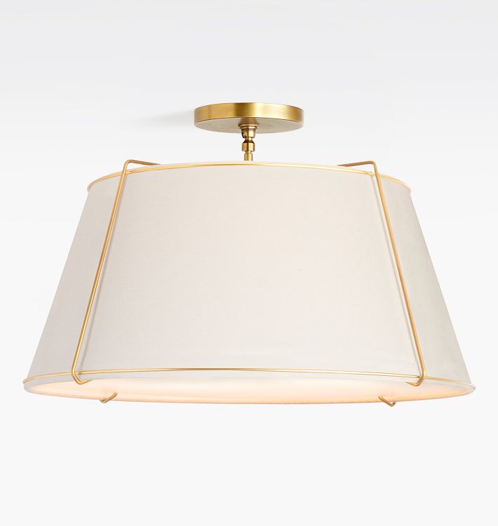 Conical 24" Semi-Flush Mount, Aged Brass - White Shade