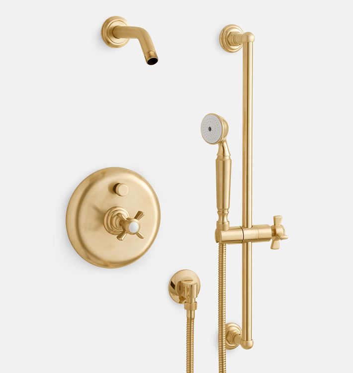Connor Pressure Balanced Shower Set With Handshower, Aged Brass