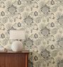 Peony Garden Wallpaper, 12" x 8" Swatch - Gunmetal and Bone
