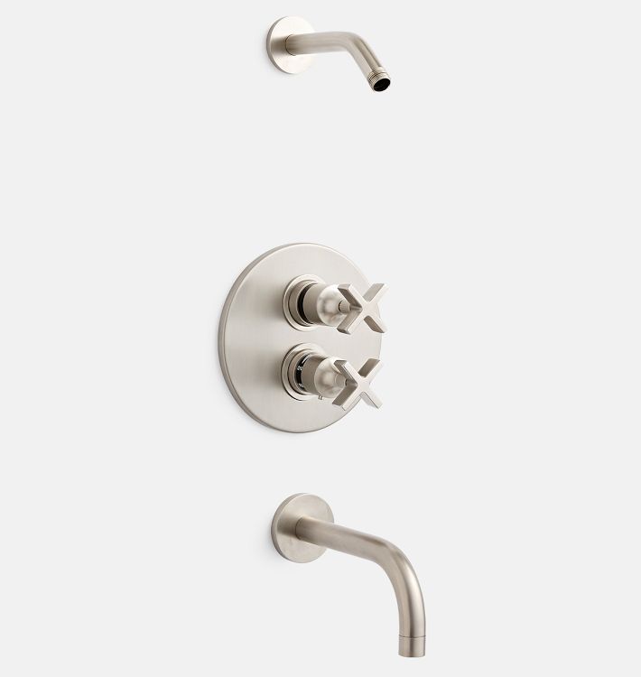 West Slope Thermostatic Shower Tub Set, Brushed Nickel