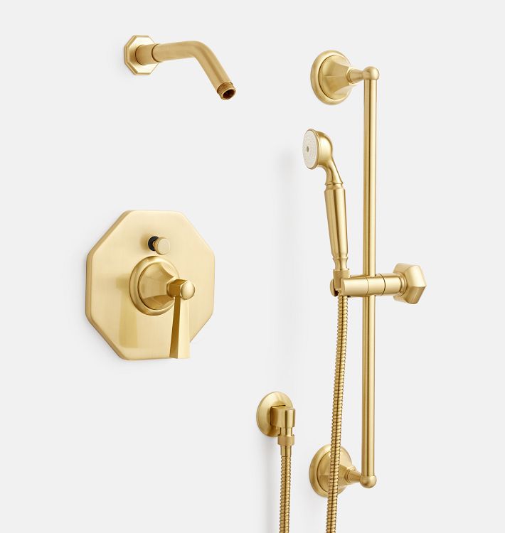 Canfield Pressure Balanced Shower Set With Handshower, Aged Brass