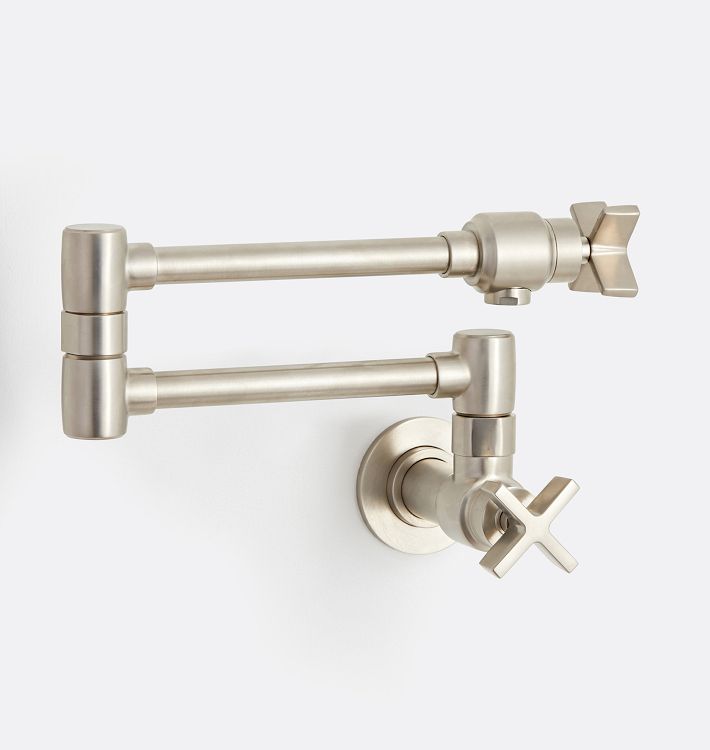 West Slope Cross Handle Wall Mount Pot Filler - Brushed Nickel