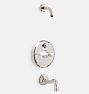 Connor Porcelain Lever Pressure Balance Shower Tub Set - Polished Nickel