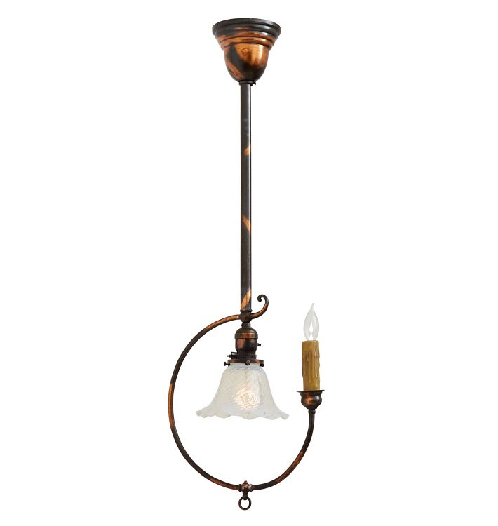 Antique Copper-Flashed Victorian Converted Gas / Electric Pendant