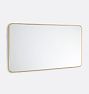 Double Vanity Rounded Rectangle Metal Framed Mirror, 54" x 30" - Unlacqured Brass