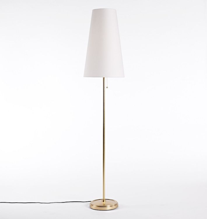 KIT Berkshire Aged Brass Floor Lamp with White Shade NEW
