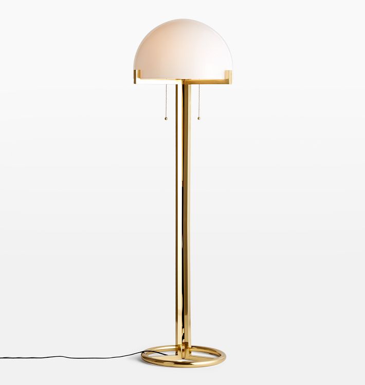 Altadena Glass Shade Floor Lamp, Aged Brass