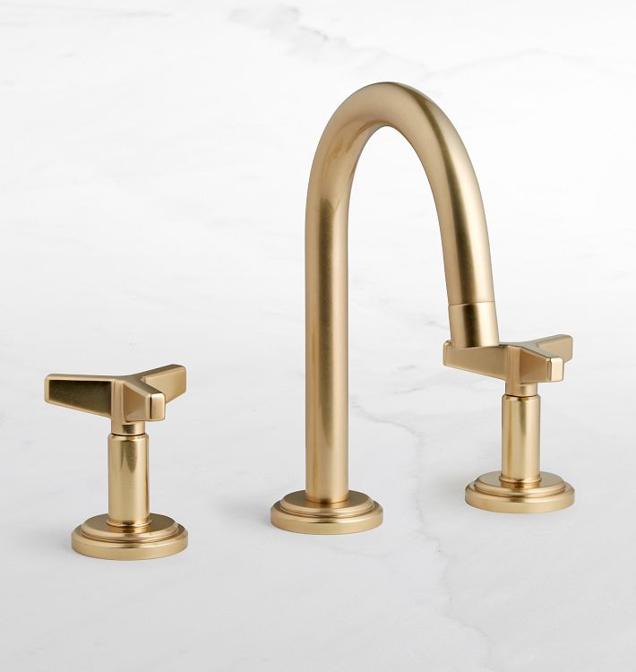 Blair Cross Handle Widespread Bathroom Faucet, Aged Brass
