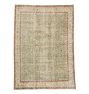 Vintage Turkish Hand-Knotted Rug in Sage and Red| 8'x11'