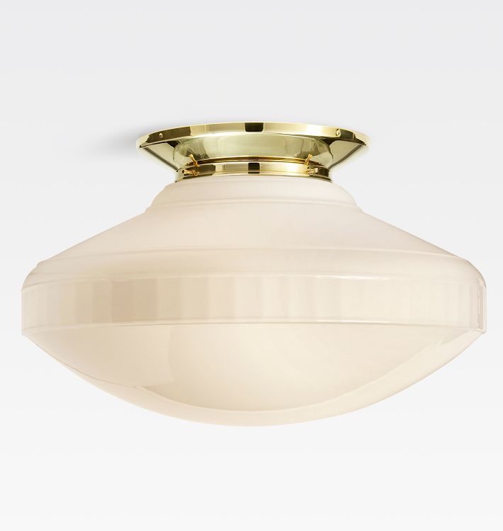 Foster 8" Fitter Flush Mount, Unlacquered Brass - Carus Cased White Glass Shade