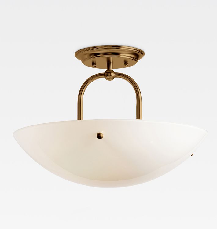 Arden Semi-Flush Mount , 16" - Heritage Brass - Cased White