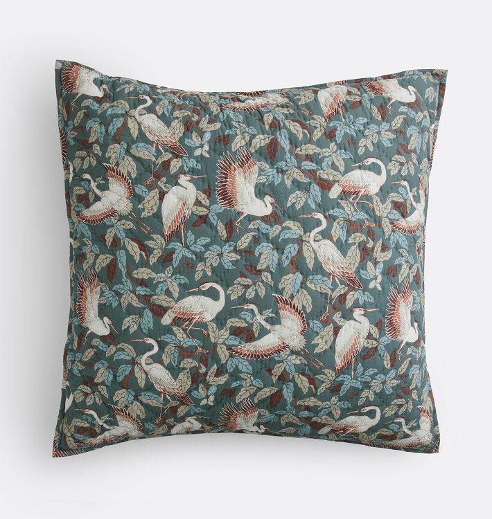 Marissa Heron Handstitched Quilt, Euro Sham - Burnt Sienna and Mist