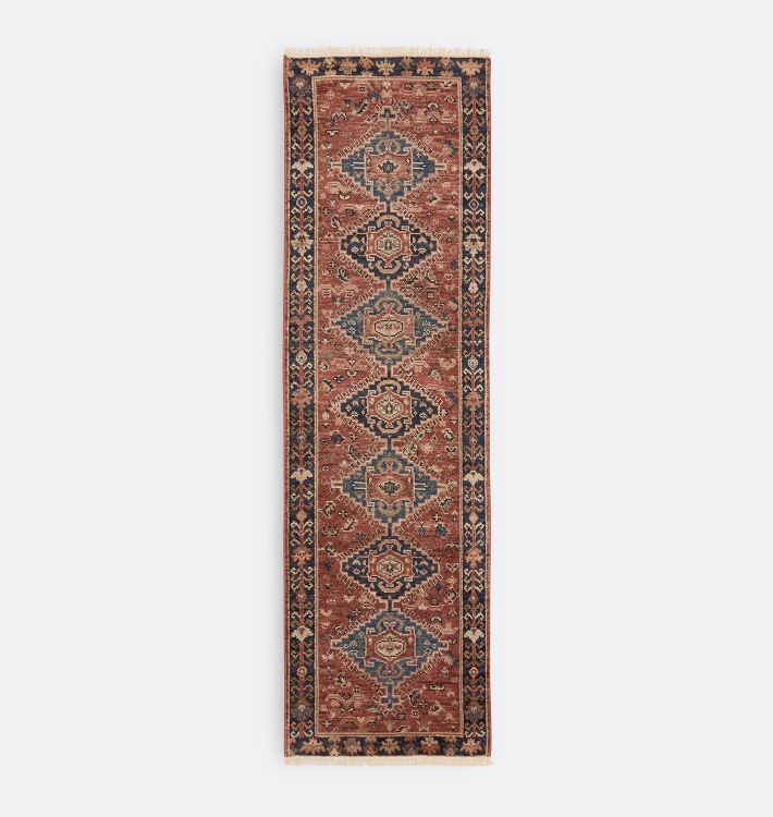 OPEN BOX: Francine Hand-Knotted Rug, 2.5' x 9' - Garnet and Dark Slate