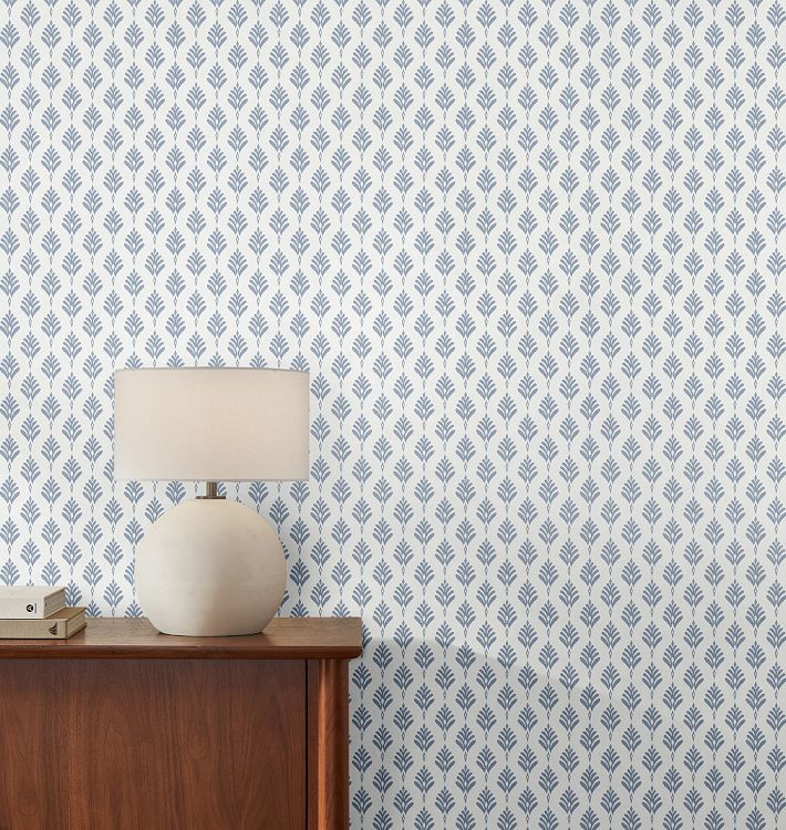 French Scallop York Wallpaper, Swatch - Chambray