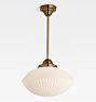 Hollywood 6" Fitter Rod Pendant, Heritage Brass - 36" - Brilton shade 6in fitter 18in dia cased white glass - Cased White