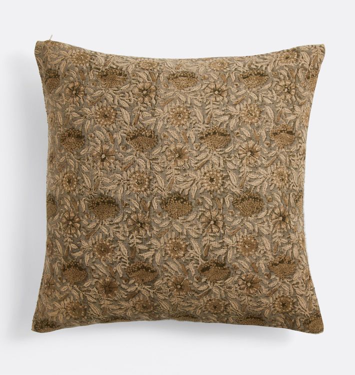 Botanical Block Print Pillow Cover