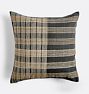 Neutral Plaid Handspun Raw Silk Pillow Cover