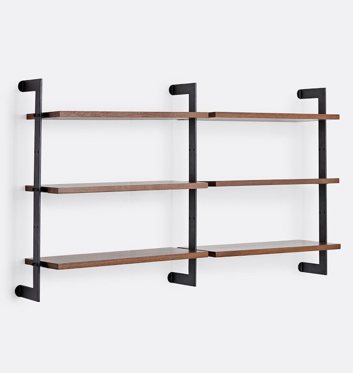 Holgate Walnut Double Modular 6-Shelf Set with 36" Rails