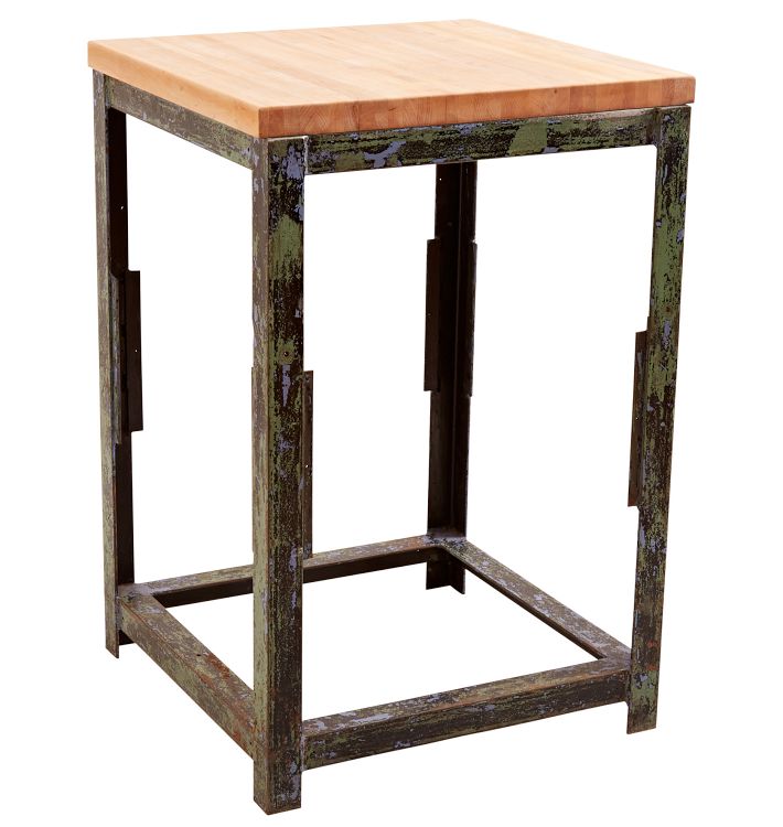 Industrial Work Table with Butcher Block Top