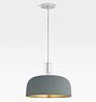 Dekum 16" Pendant, Metal Shade - Polished Nickel - Matte Dark Slate with Brass Interior Dome Shade - 36" Length - No Vault Mount