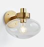Jerico 3-1/4" Fitter Sconce, Aged Brass - Clear Jerico Shade