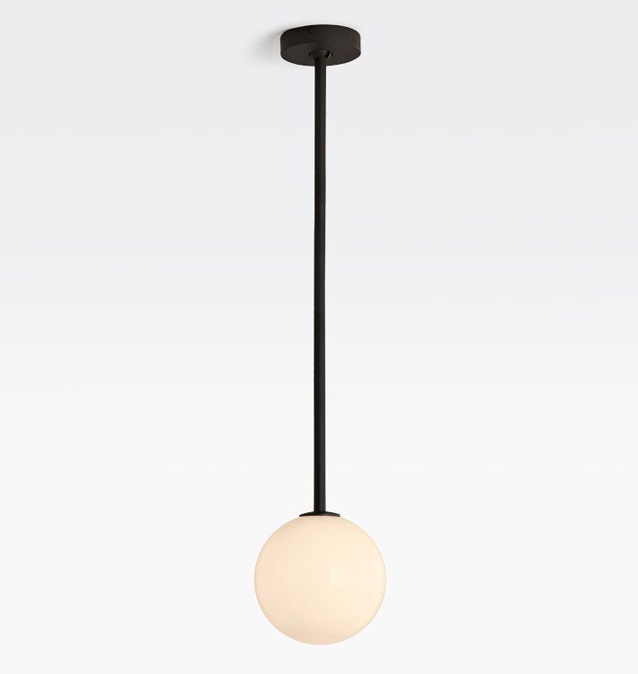 Allenglade 8" Pendant, Oil-Rubbed Bronze - 8" Allenglade Opal Glass Shade - 30" Length