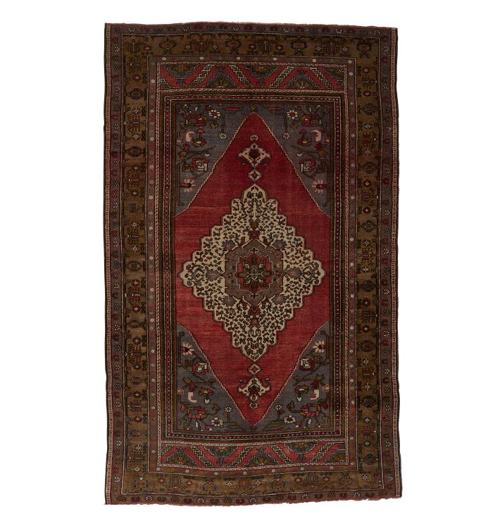 Vintage Hand Knotted Turkish Rug, approx. 6' x 10'