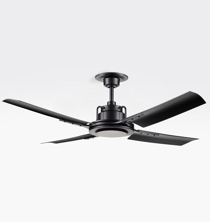 OPEN BOX: Peregrine Industrial Ceiling Fan, Matte Black Finish & Matte Black Blades